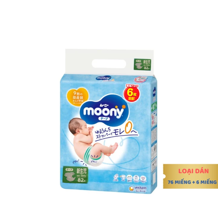 Bỉm Moony Xanh Cộng Miếng Nội Địa Nhật Bản Fullsize