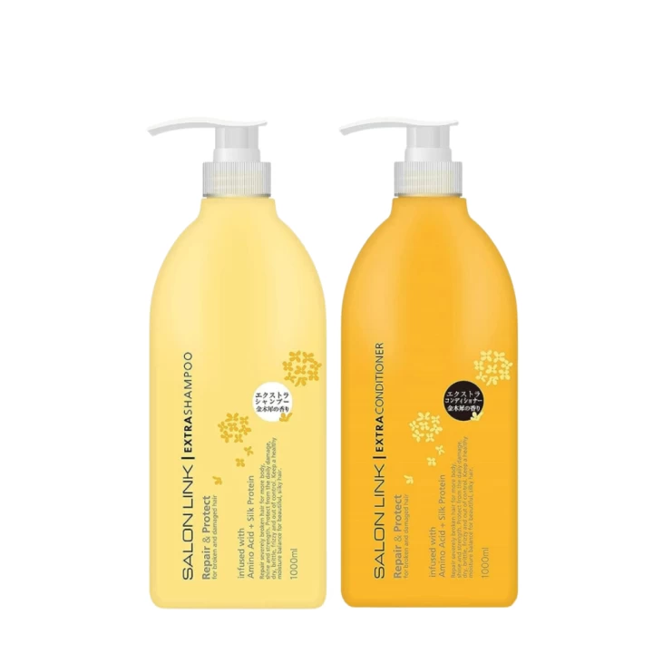 Cặp Gội Xả Siêu Dưỡng Chiết Xuất Hoa Mộc Vàng Salon Link Nhật Bản 1000ML