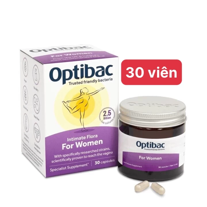 Men Vi Sinh Điều Trị Viêm Phụ Khoa Optibac Hàng Anh Hộp 30 Viên