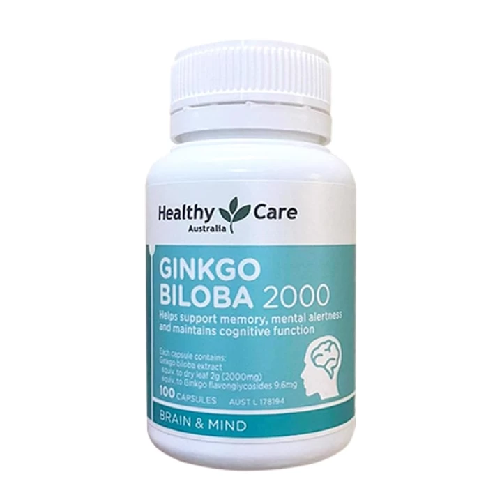 Viên Uống Bổ Não Healthy Care Ginkgo Biloba 2000mg Hàng Úc Hộp 100 Viên