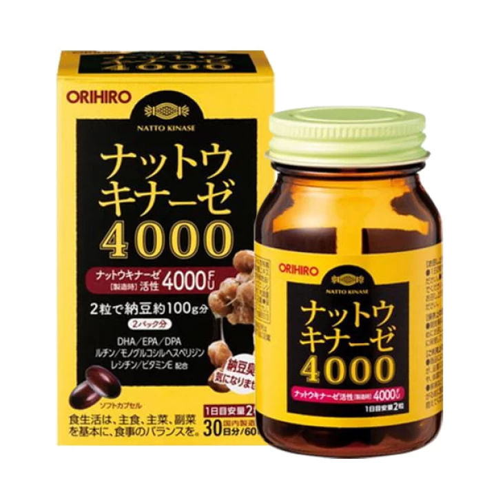 Viên Uống Điều Trị Tai Biến Orihiro Nattokinase 4000FU Nhật Bản Lọ 60 Viên