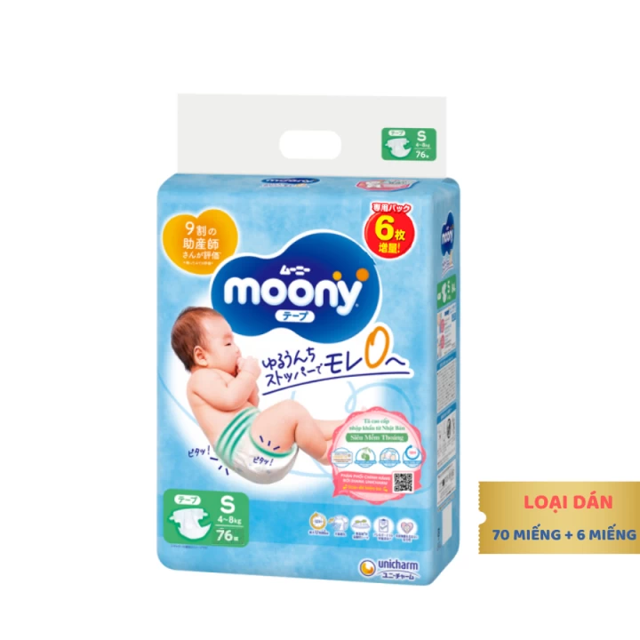 Bỉm Moony Xanh Cộng Miếng Nội Địa Nhật Bản Fullsize