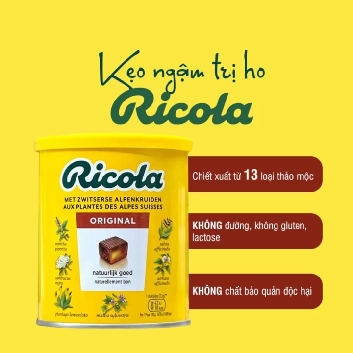 Kẹo Ngậm Trị Ho Thảo Dược Ricola Đức 250G