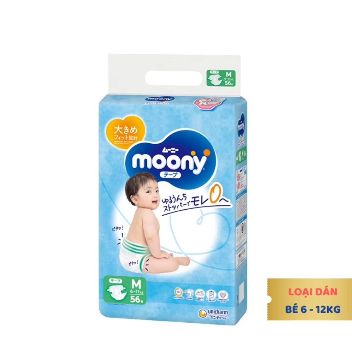 Bỉm Moony Xanh Tiêu Chuẩn Nội Địa Nhật Bản Fullsize