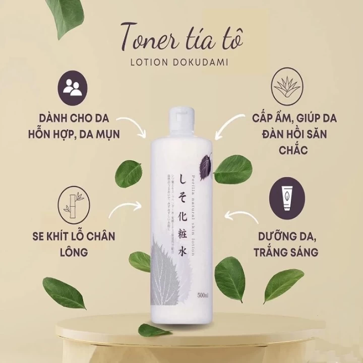 Nước Hoa Hồng Trị Mụn Diếp Cá, Tía Tô Dokudami Nhật Bản 500ML