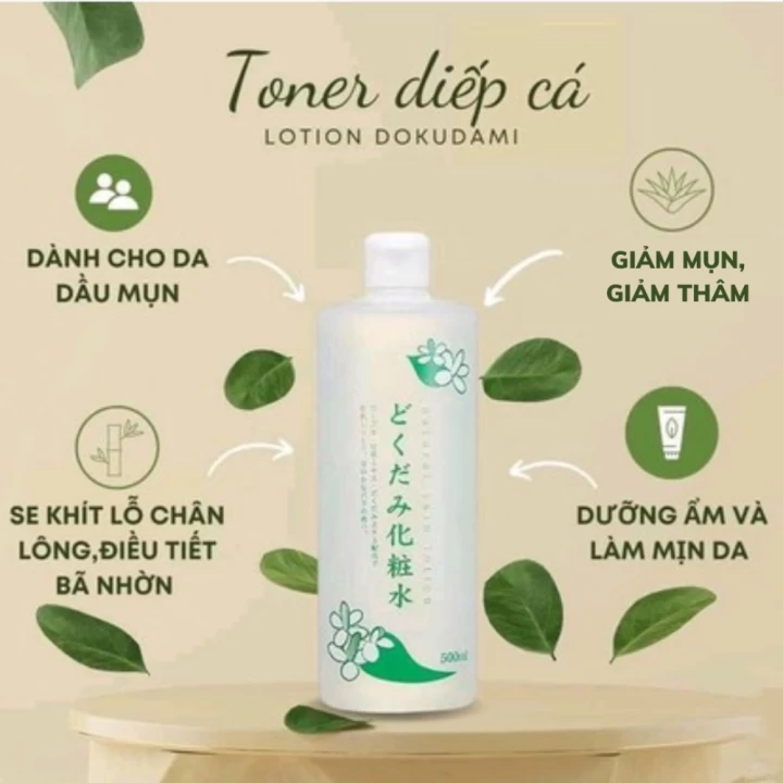 Nước Hoa Hồng Trị Mụn Diếp Cá, Tía Tô Dokudami Nhật Bản 500ML