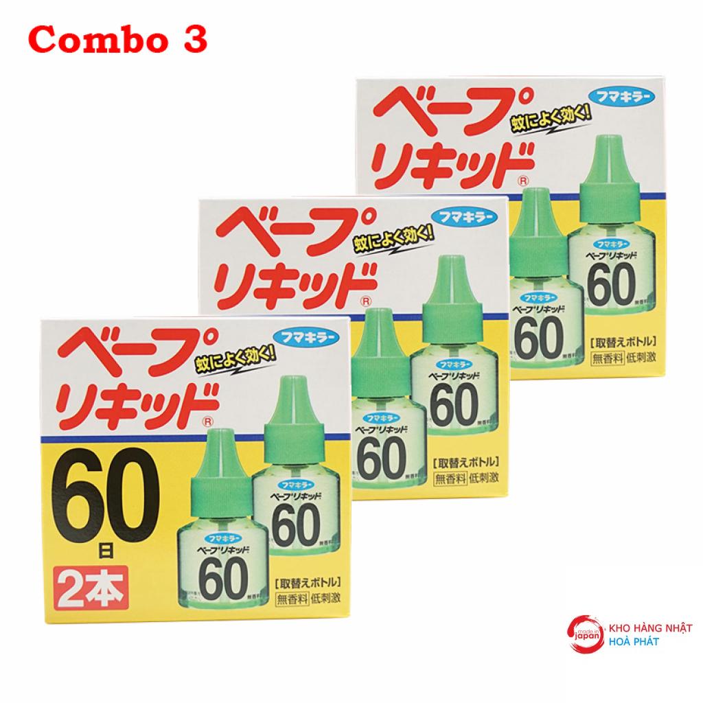 Combo 3 sét tinh dầu đuổi muỗi 60 ngày (2 lọ x 3) rẻ nhất