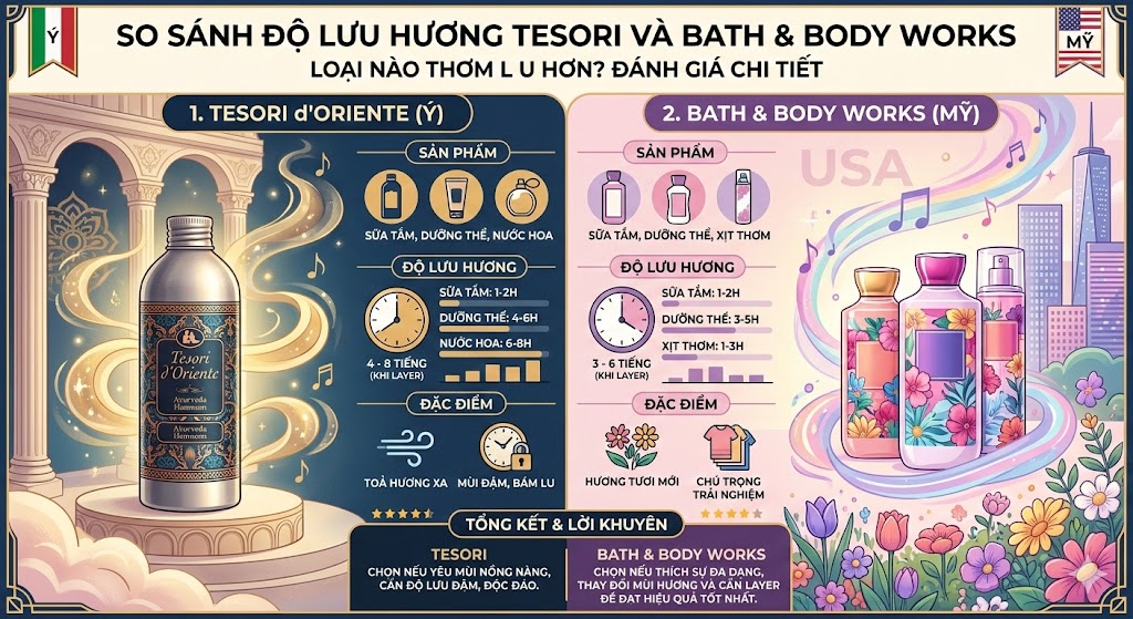 So Sánh Độ Lưu Hương Tesori Và Bath & Body Works So Sánh Độ Lưu Hương Tesori Và Bath & Body Works
