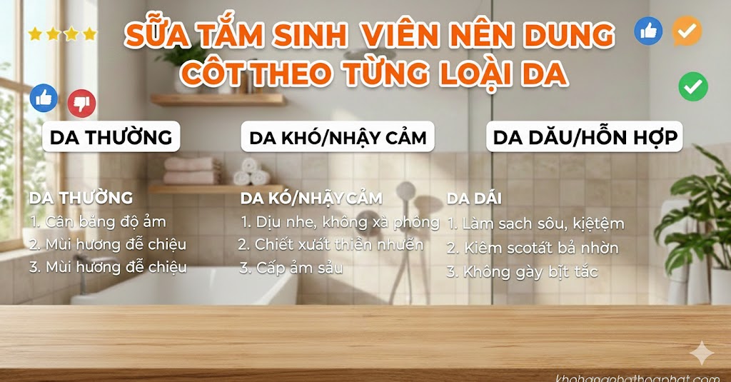 Sữa tắm sinh viên nên dùng theo từng loại da Sữa tắm sinh viên nên dùng theo từng loại da