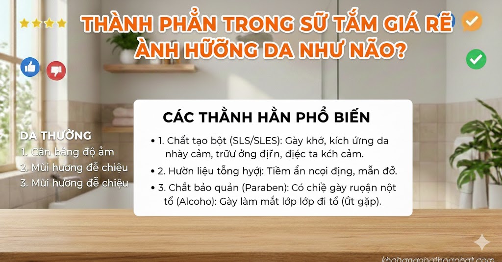 Thành Phần Trong Sữa Tắm Giá Rẻ Ảnh Hưởng Da Như Thế Nào?