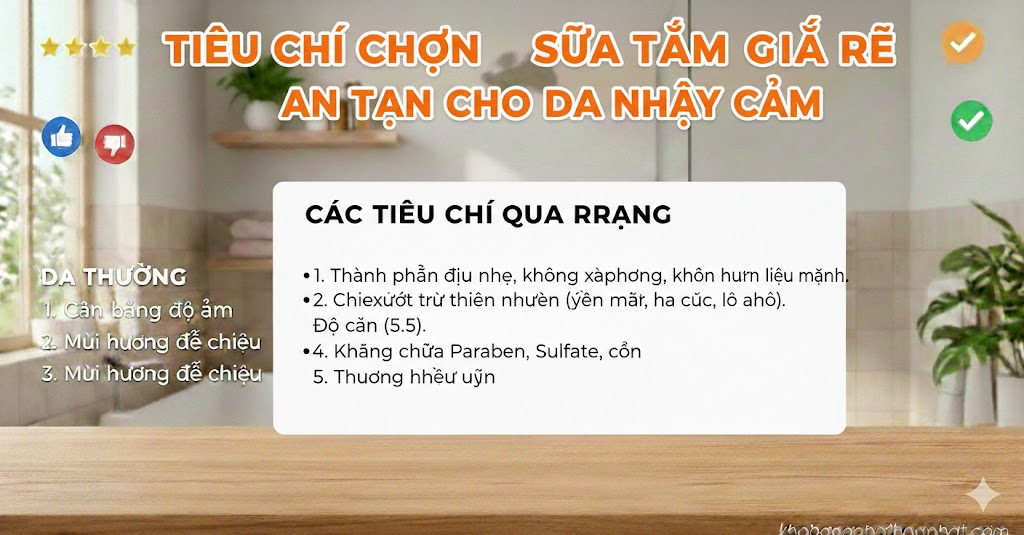 Tiêu Chí Chọn Sữa Tắm Giá Rẻ An Toàn Cho Da Nhạy Cảm Tiêu Chí Chọn Sữa Tắm Giá Rẻ An Toàn Cho Da Nhạy Cảm