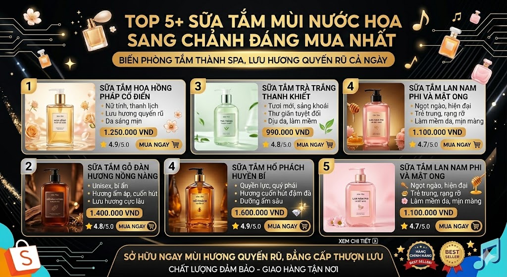 Top Sữa Tắm Mùi Nước Hoa Sang Chảnh Đáng Mua Nhất Top Sữa Tắm Mùi Nước Hoa Sang Chảnh Đáng Mua Nhất