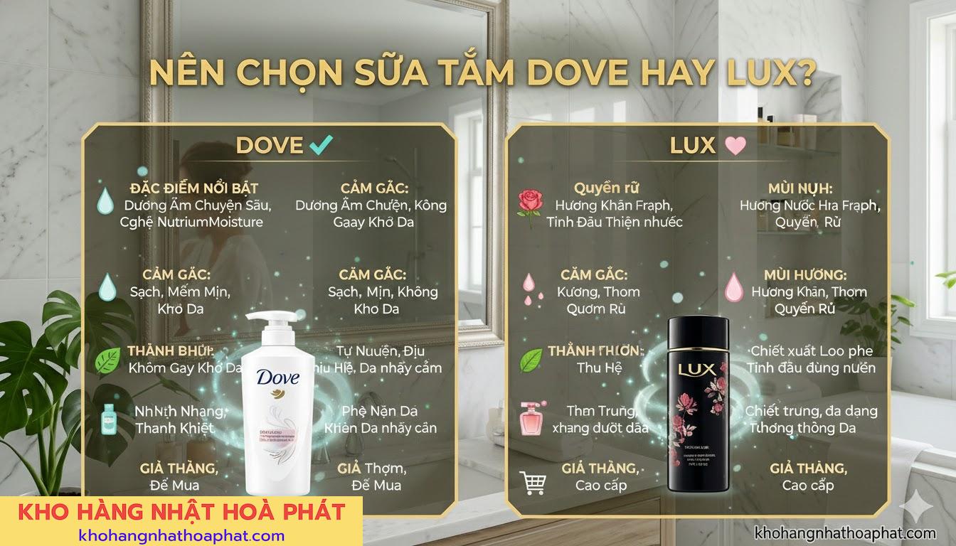 Nên Chọn Sữa Tắm Dove Hay Lux?