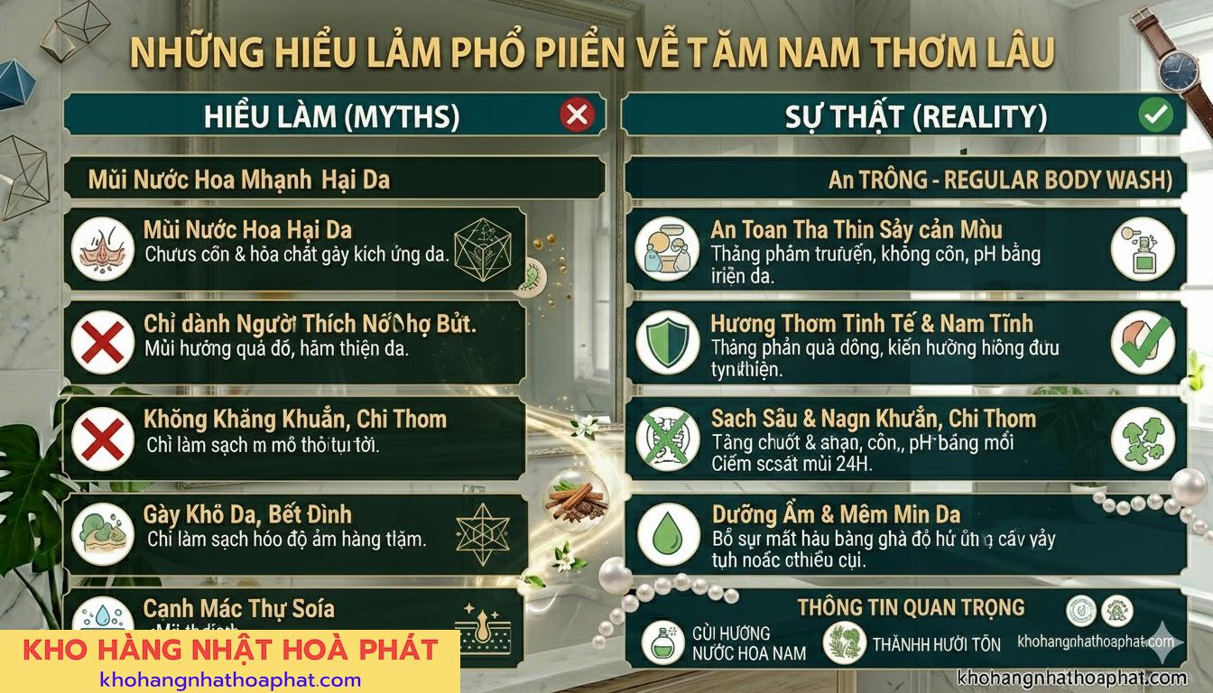Những hiểu lầm phổ biến về sữa tắm nam thơm lâu
