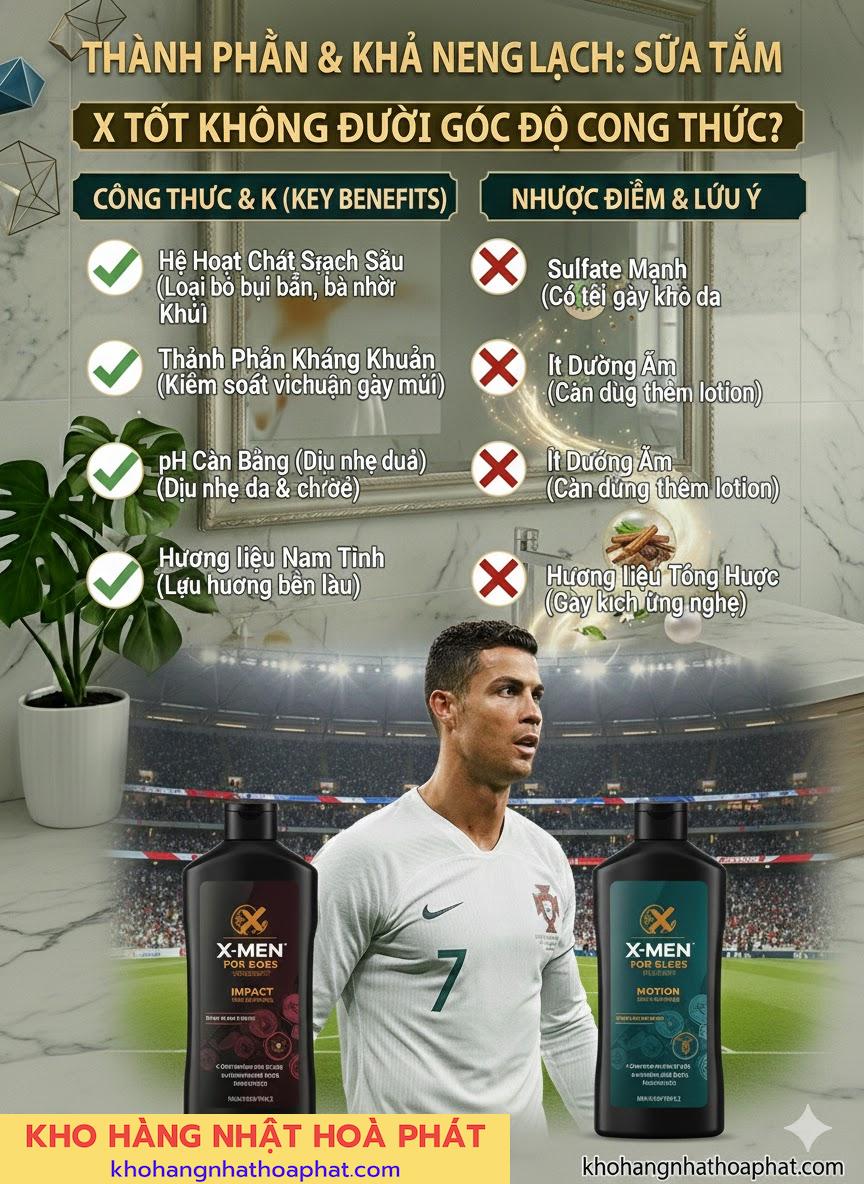 Thành phần và khả năng làm sạch: Sữa tắm XMen có tốt không dưới góc độ công thức?